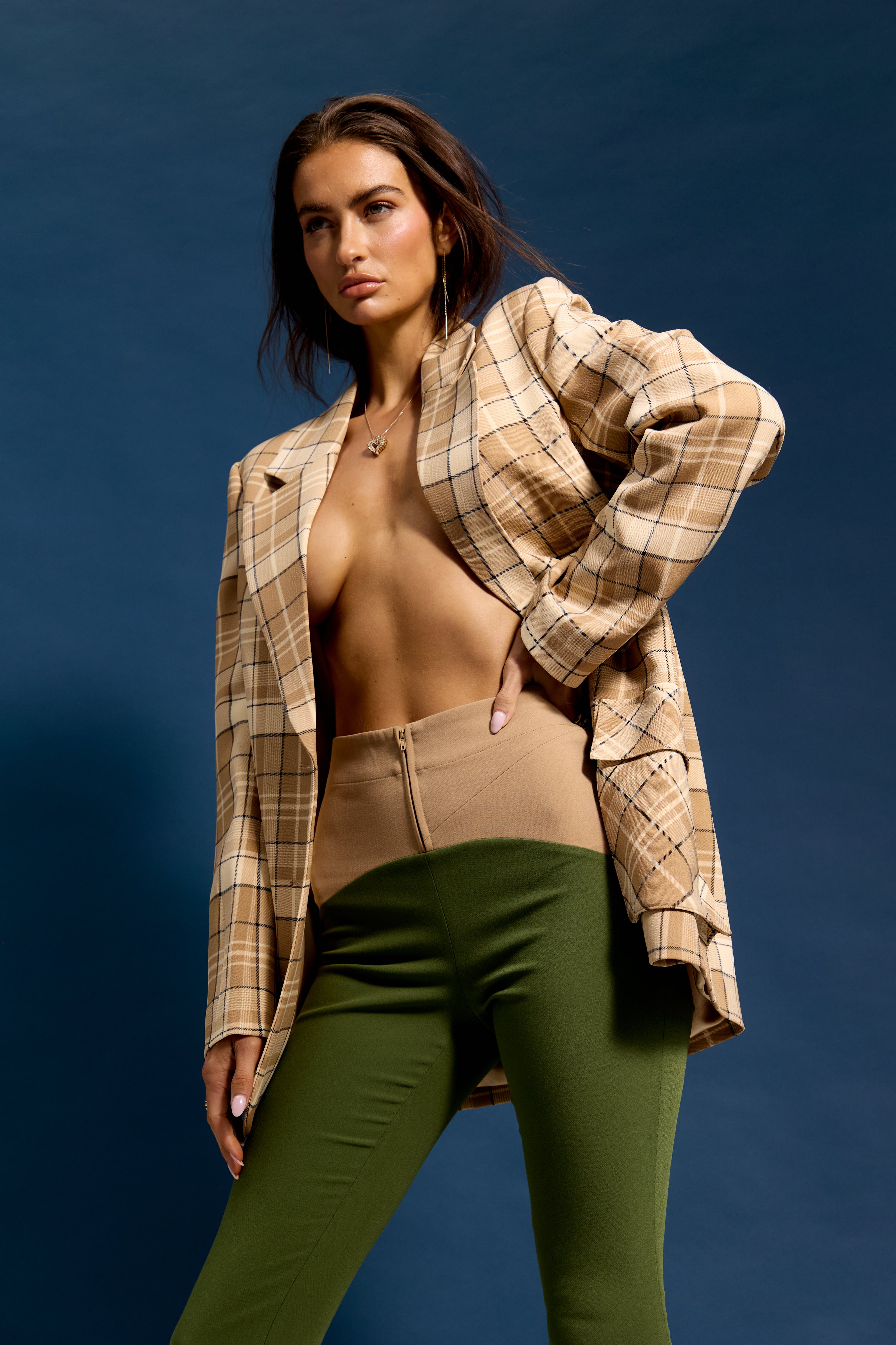 Contrast Color Pant - Olive/Taupe