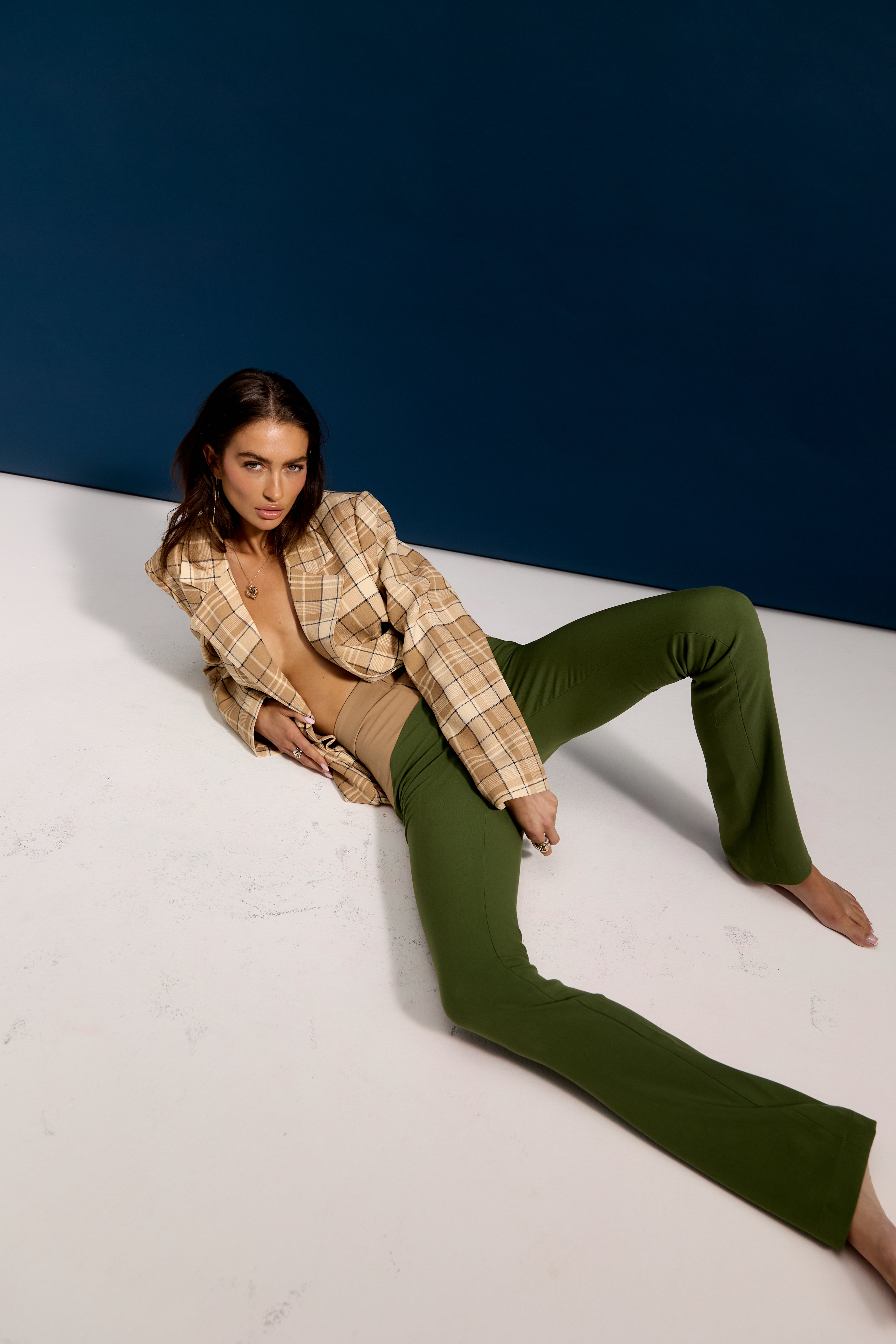 Contrast Color Pant - Olive/Taupe